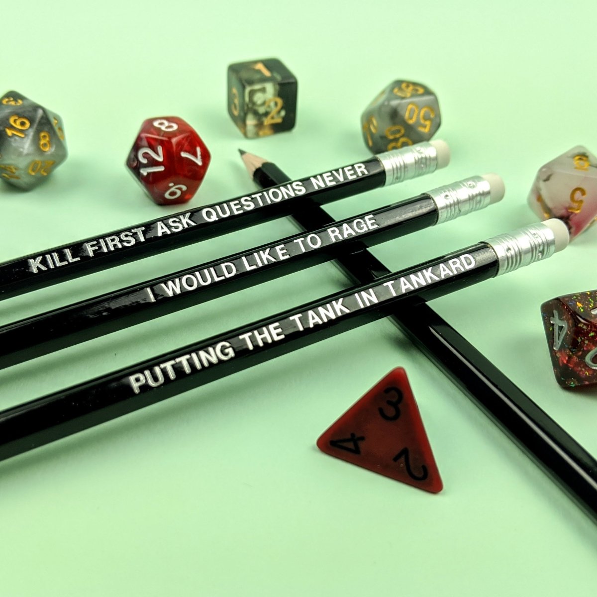 D&D Class Pencil Set | Barbarian - Mint & Mustard
