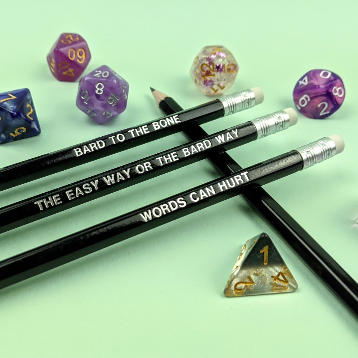 D&D Class Pencil Set | Bard - Mint & Mustard