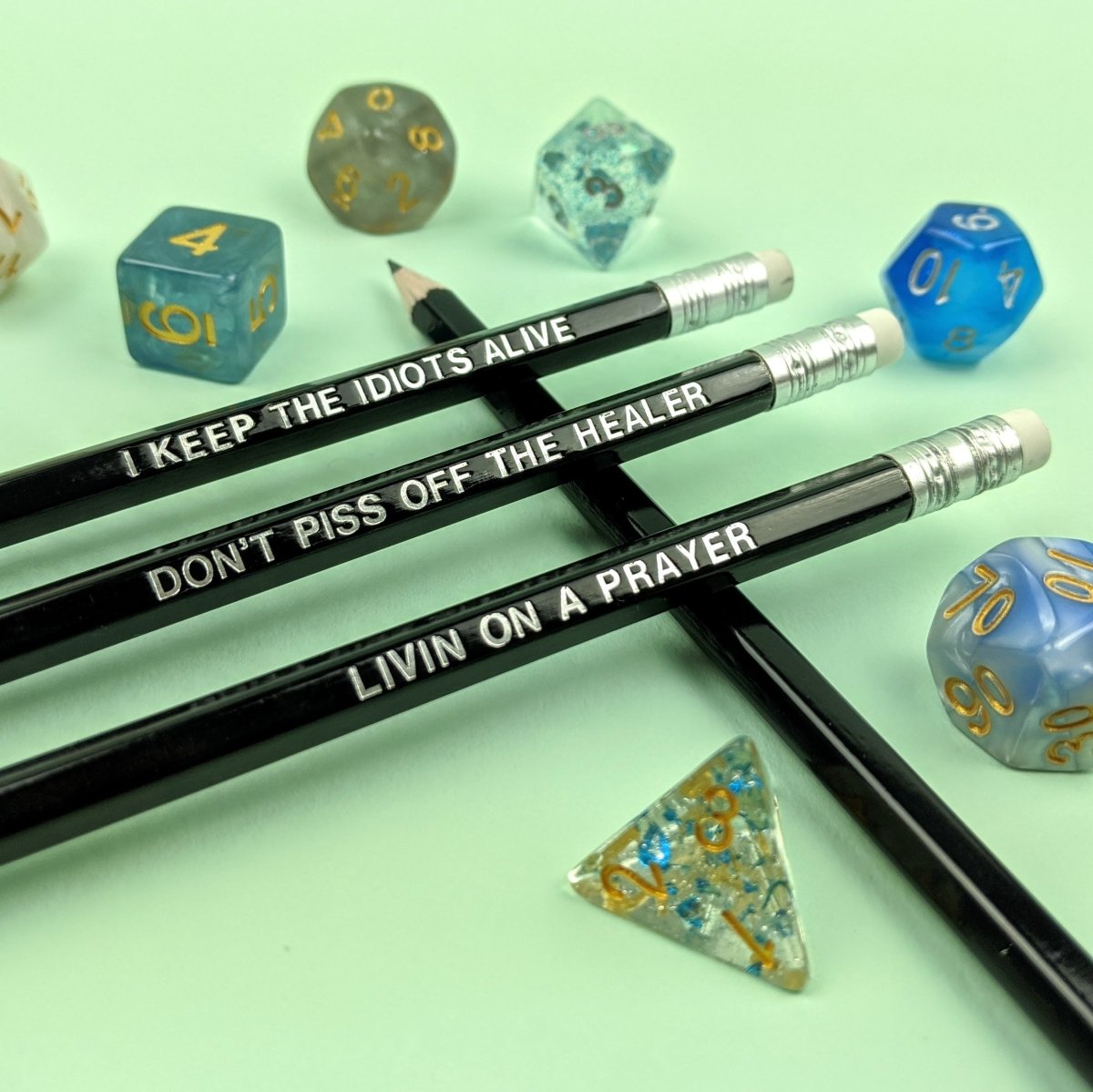 D&D Class Pencil Set | Cleric - Mint & Mustard