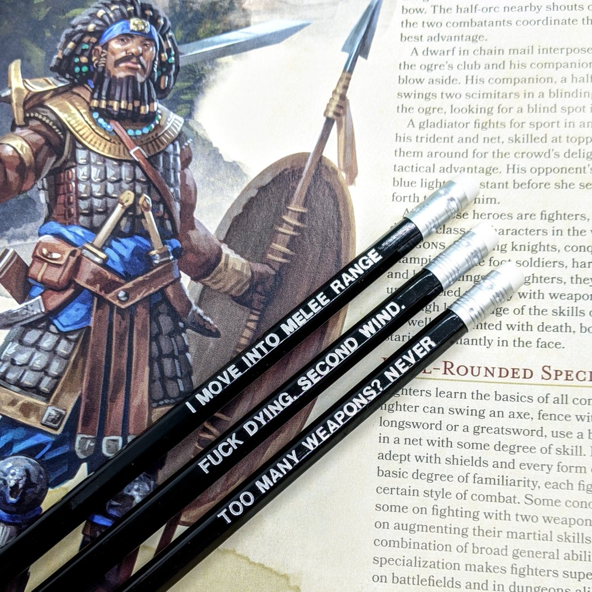D&D Class Pencil Set | Fighter - Mint & Mustard