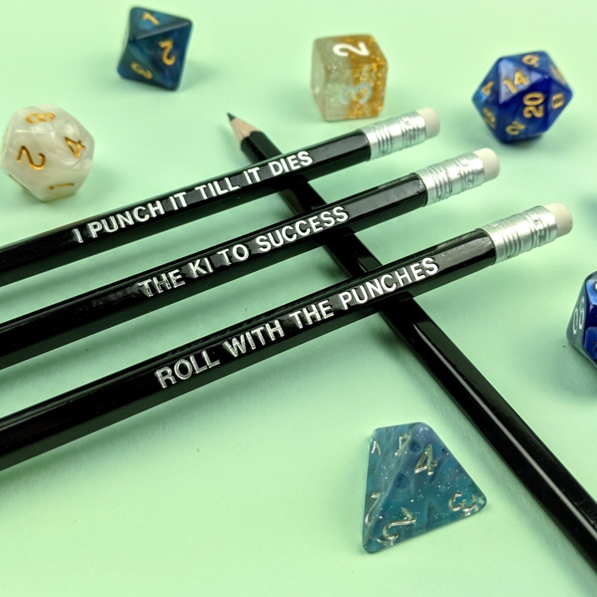 D&D Class Pencil Set | Monk - Mint & Mustard