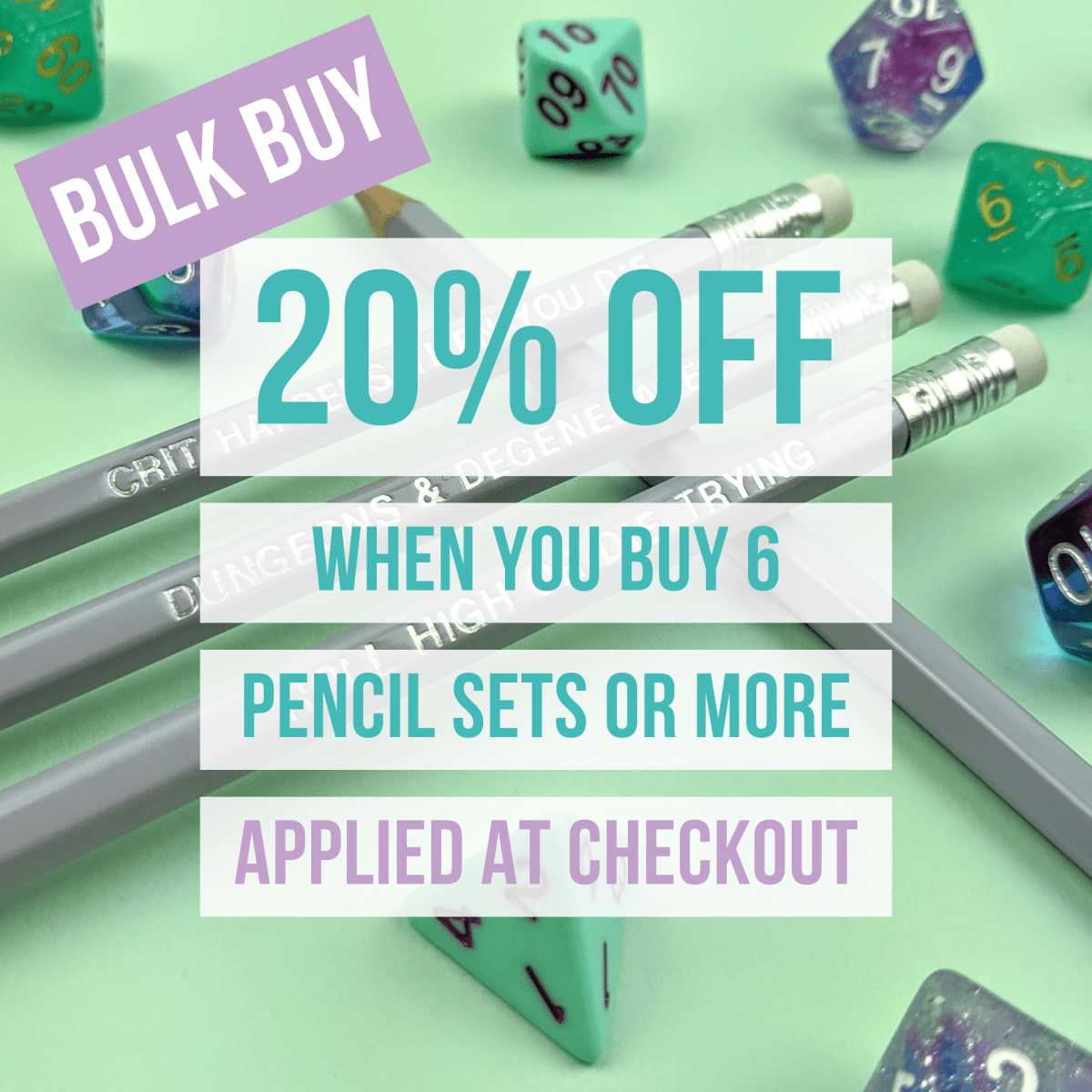D&amp;D Class Pencil Set | Rogue - Mint &amp; Mustard