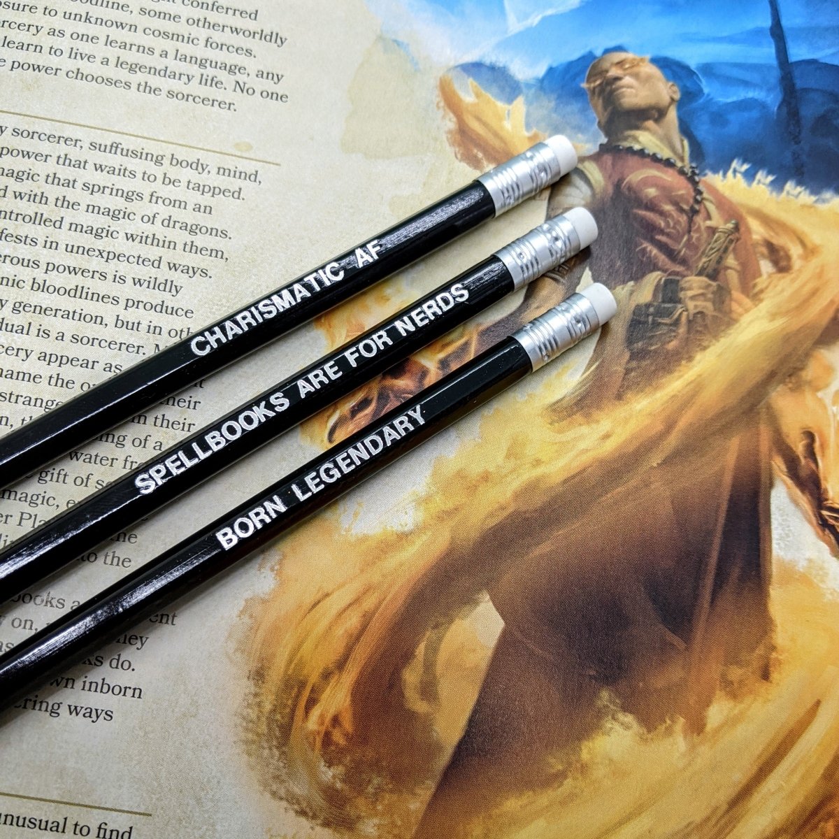 D&D Class Pencil Set | Sorcerer - Mint & Mustard
