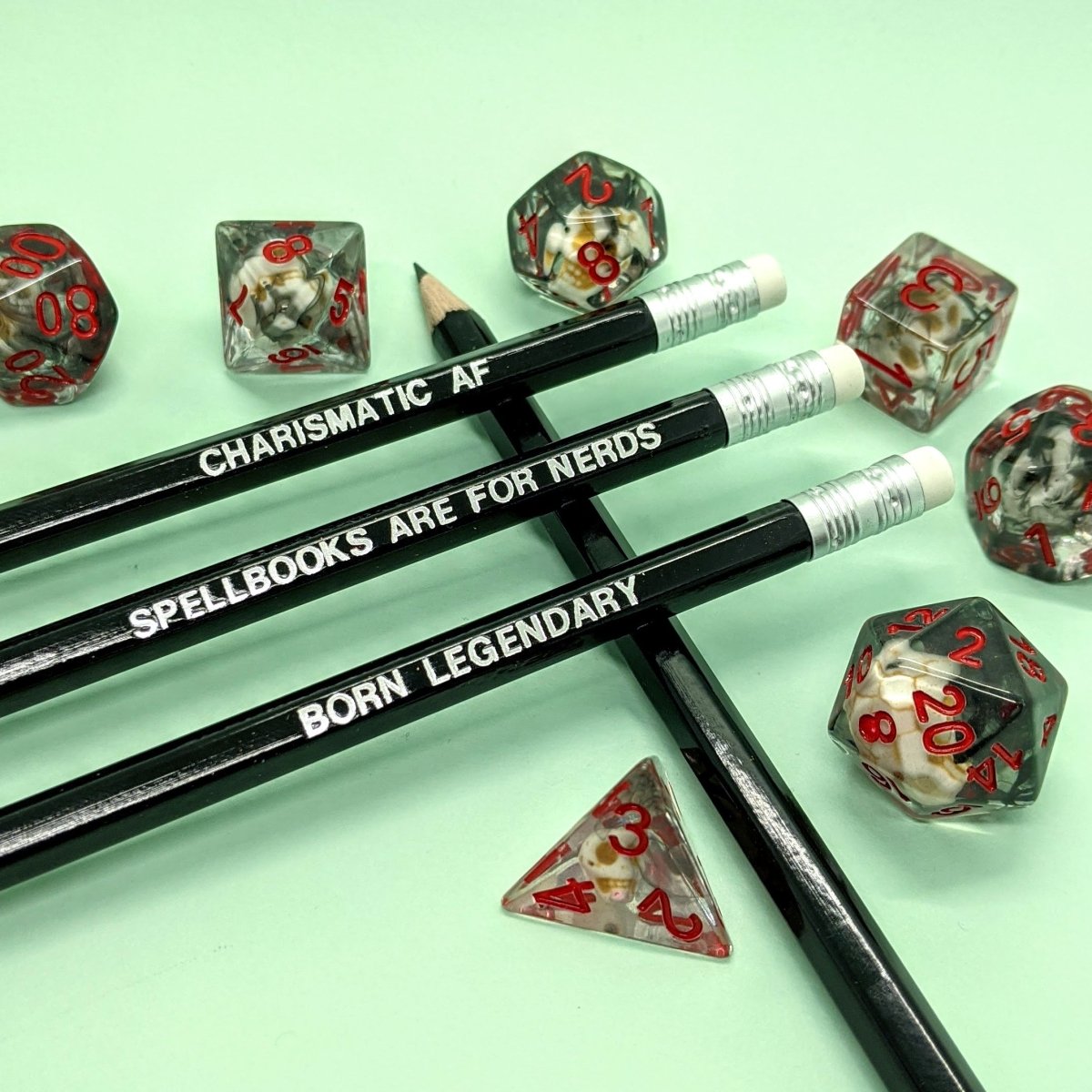 D&D Class Pencil Set | Sorcerer - Mint & Mustard