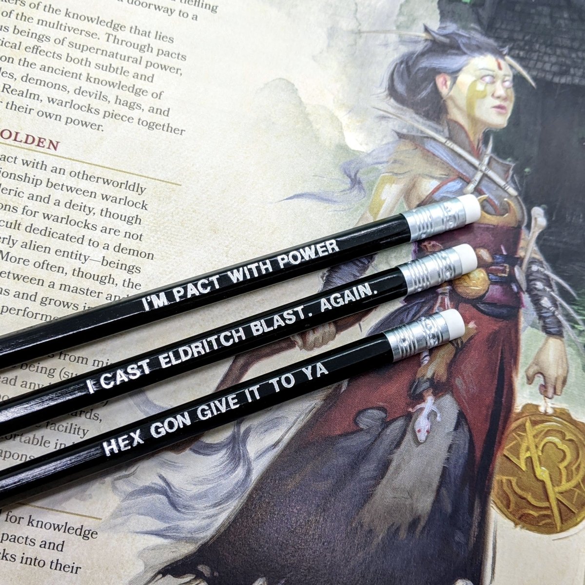 D&D Class Pencil Set | Warlock - Mint & Mustard