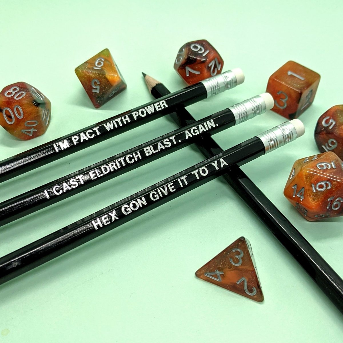 D&D Class Pencil Set | Warlock - Mint & Mustard