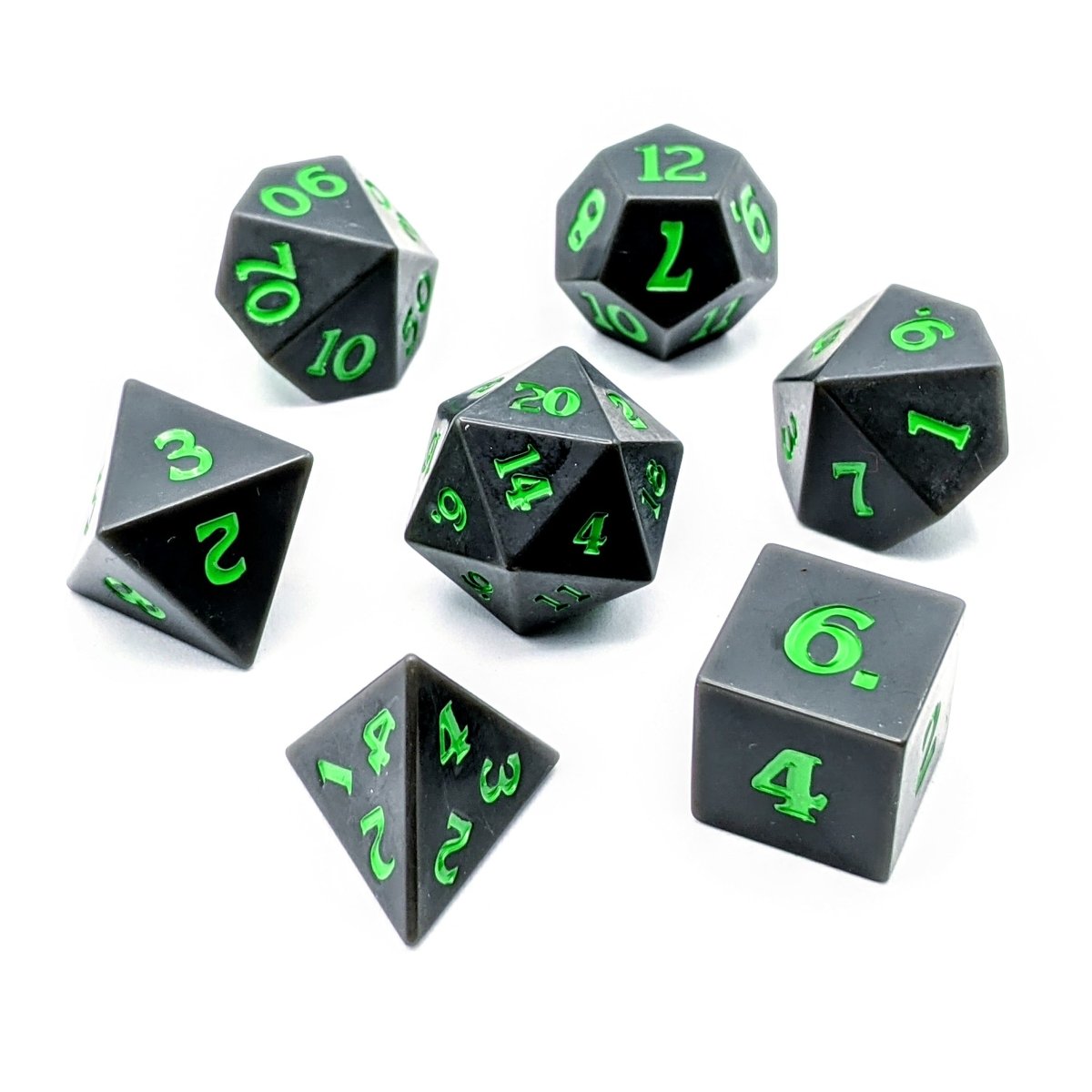 Graphite Green | Sharp Edged Dice Set - Mint & Mustard