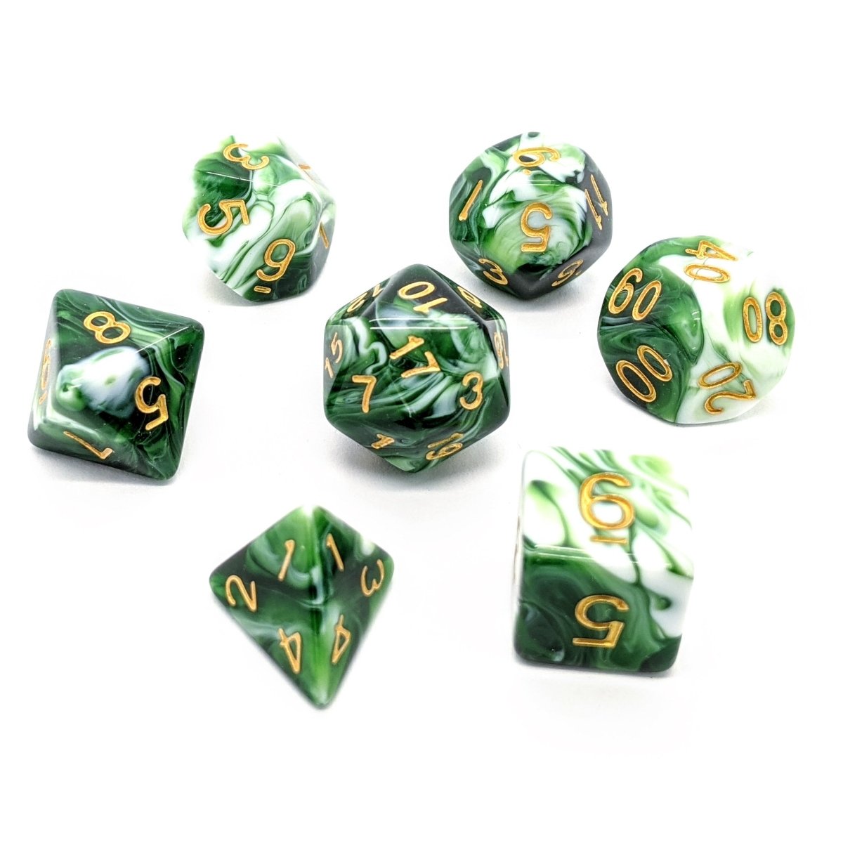 Green Marble | Dice Set - Mint & Mustard