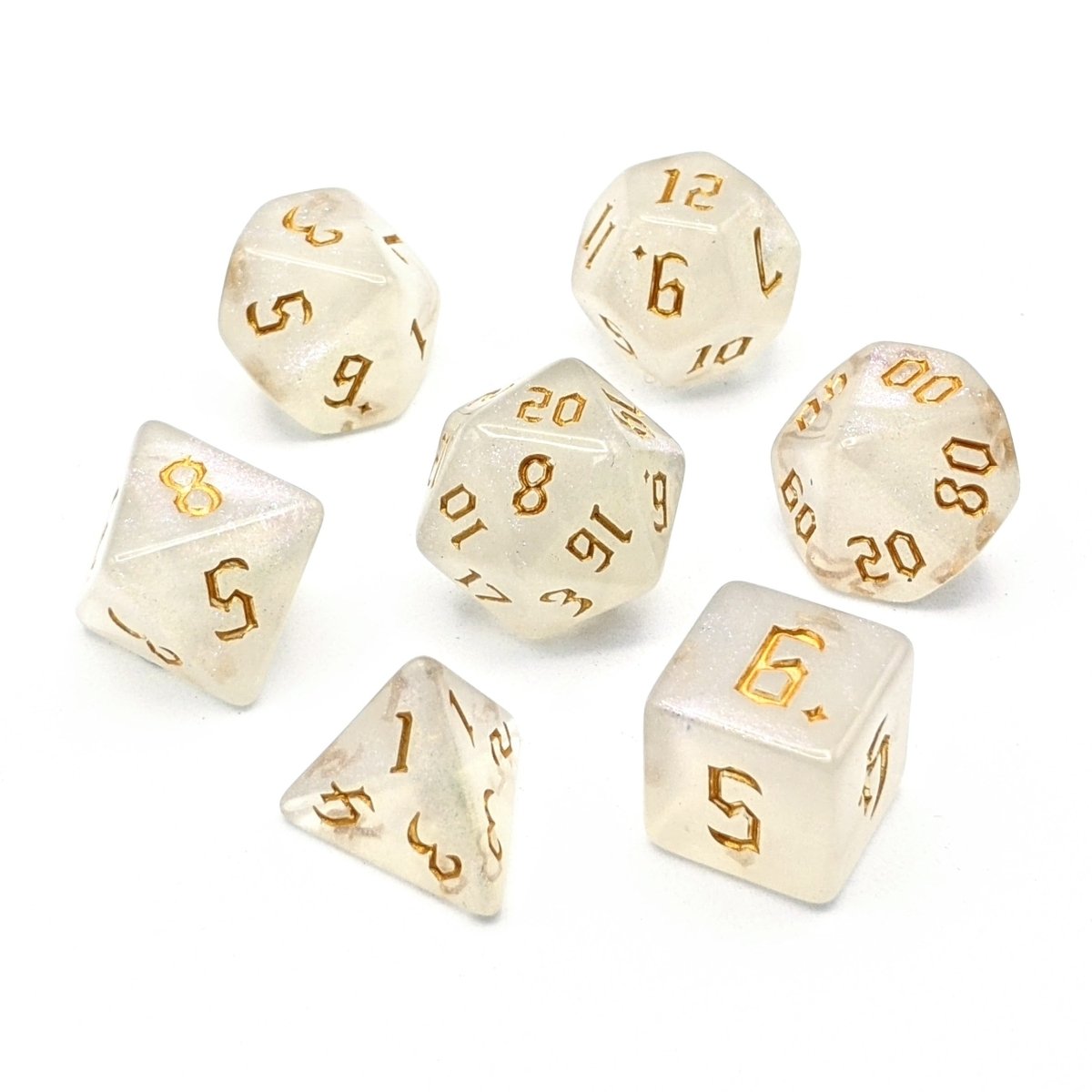 Ice Crystal Gold | Dice Set - Mint &amp; Mustard