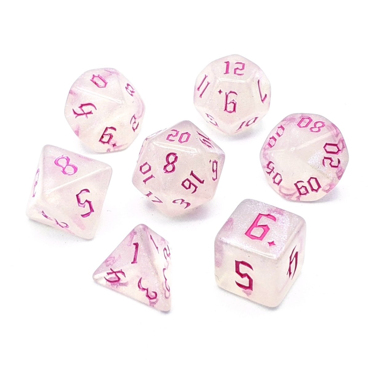 Ice Crystal Pink | Dice Set - Mint &amp; Mustard