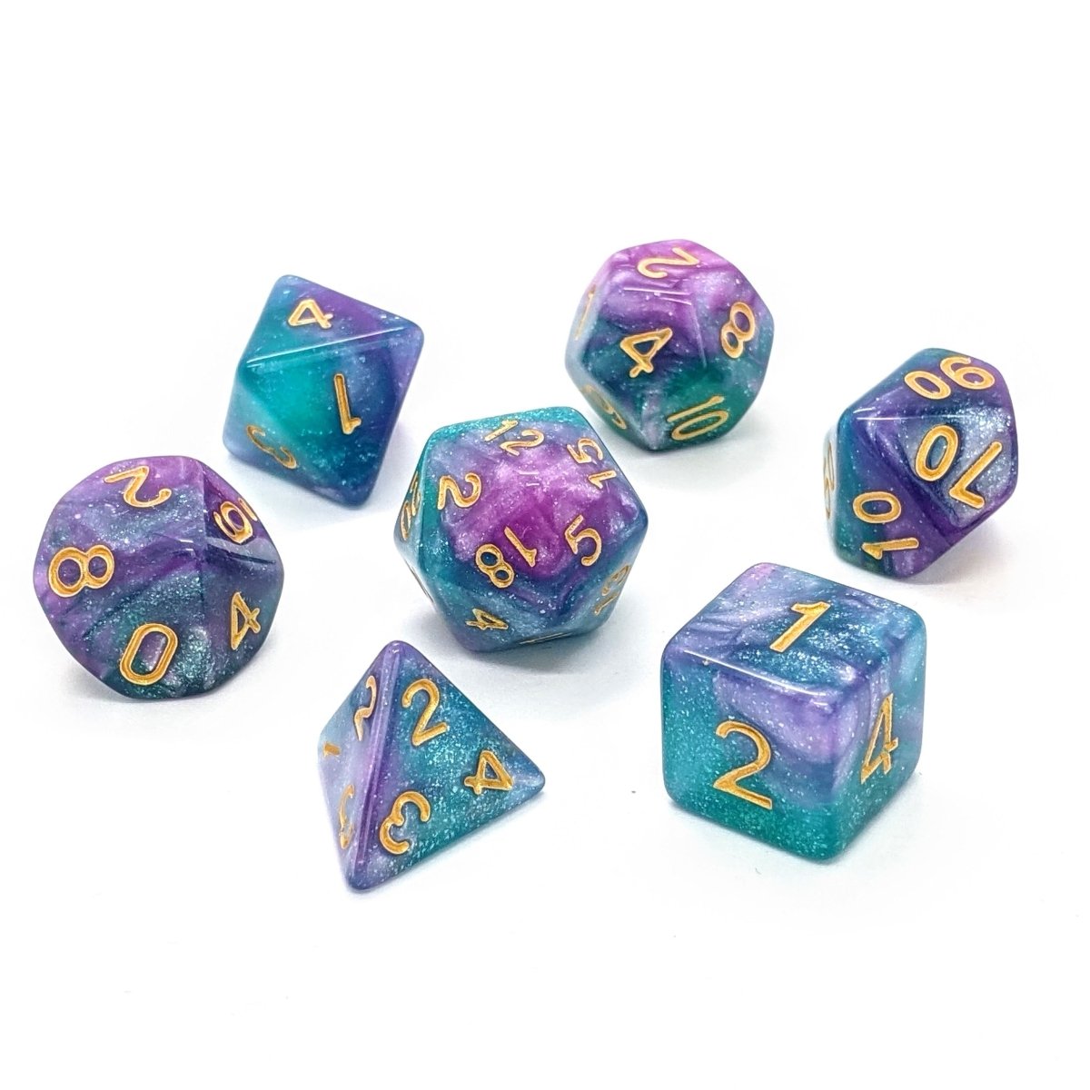 Mermaid's Tale | Dice Set - Mint & Mustard