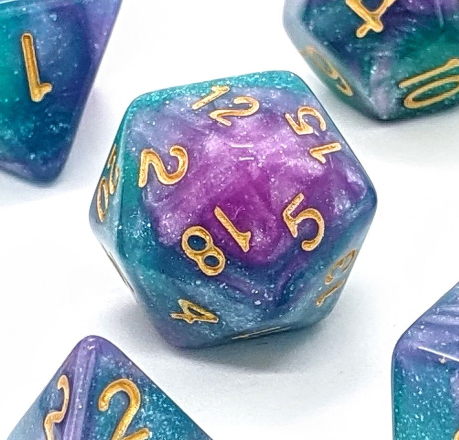 Mermaid's Tale | Dice Set - Mint & Mustard