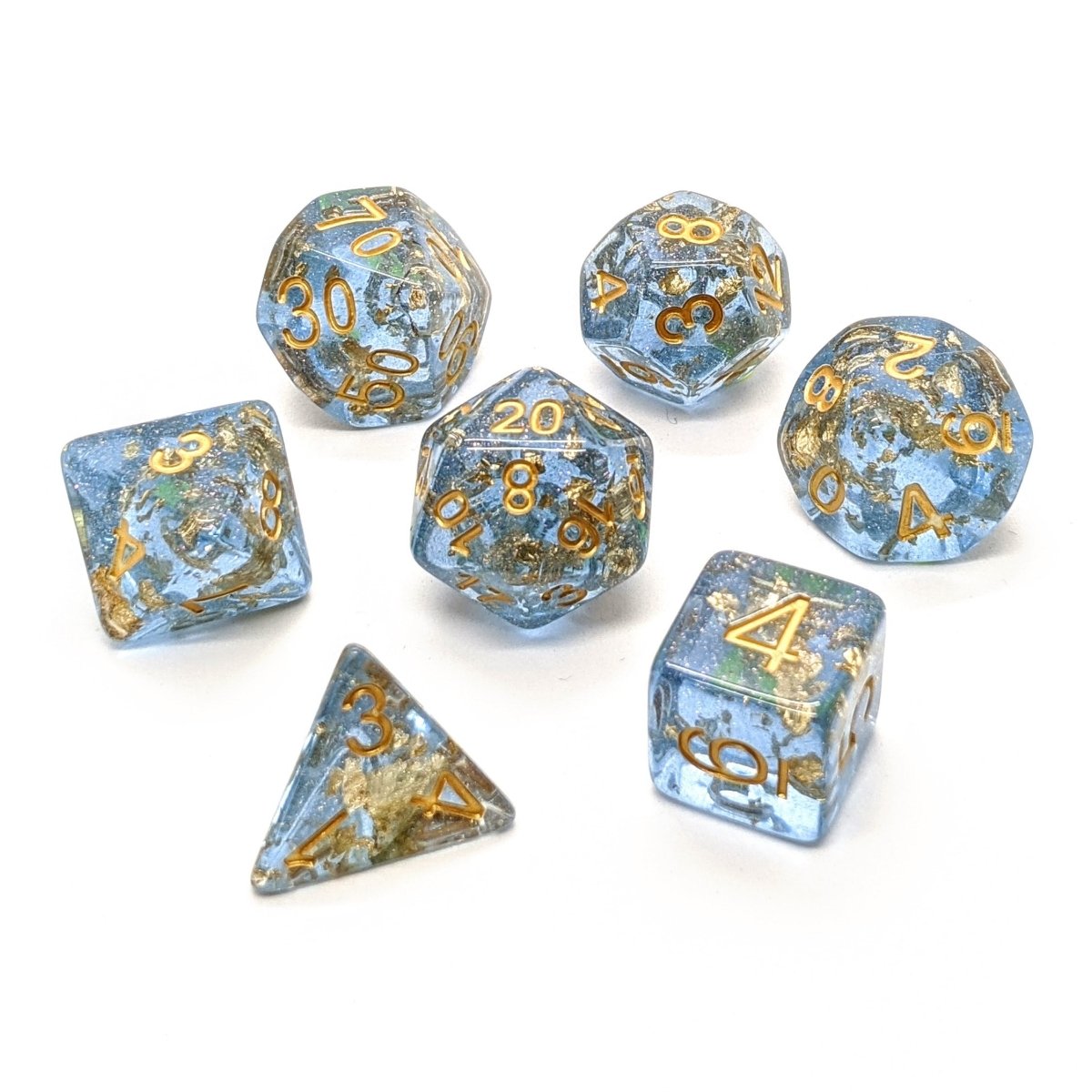 Midas Touch in Blue | Dice Set - Mint & Mustard