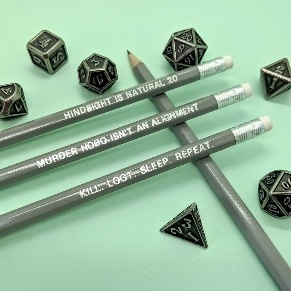 Murder Hobo Pencil Set | Grey - Mint & Mustard