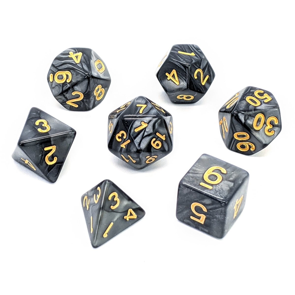 Onyx Pearl | Dice Set - Mint & Mustard