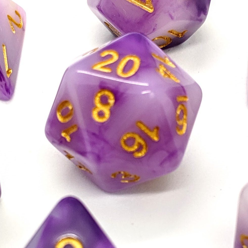 Purple Jade | Dice Set - Mint & Mustard