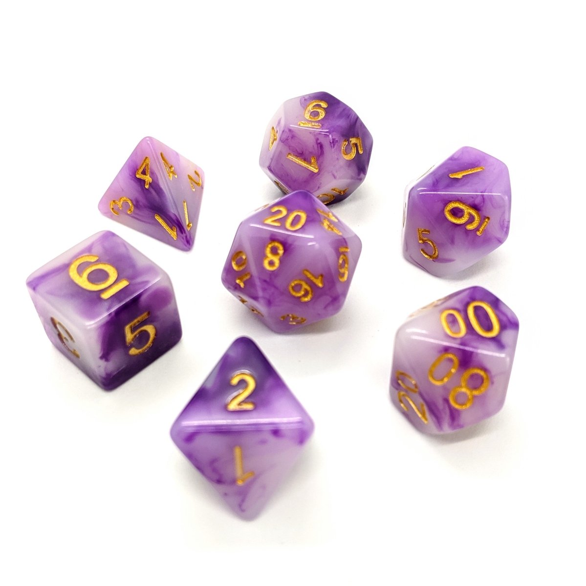 Purple Jade | Dice Set - Mint & Mustard
