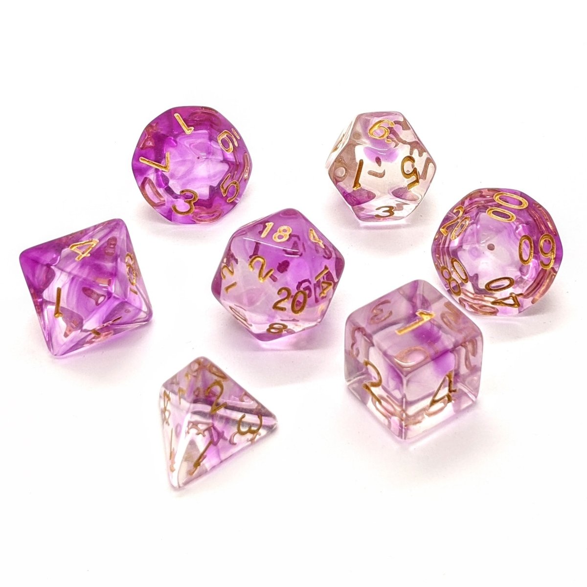 Purple Mist | Dice Set - Mint & Mustard