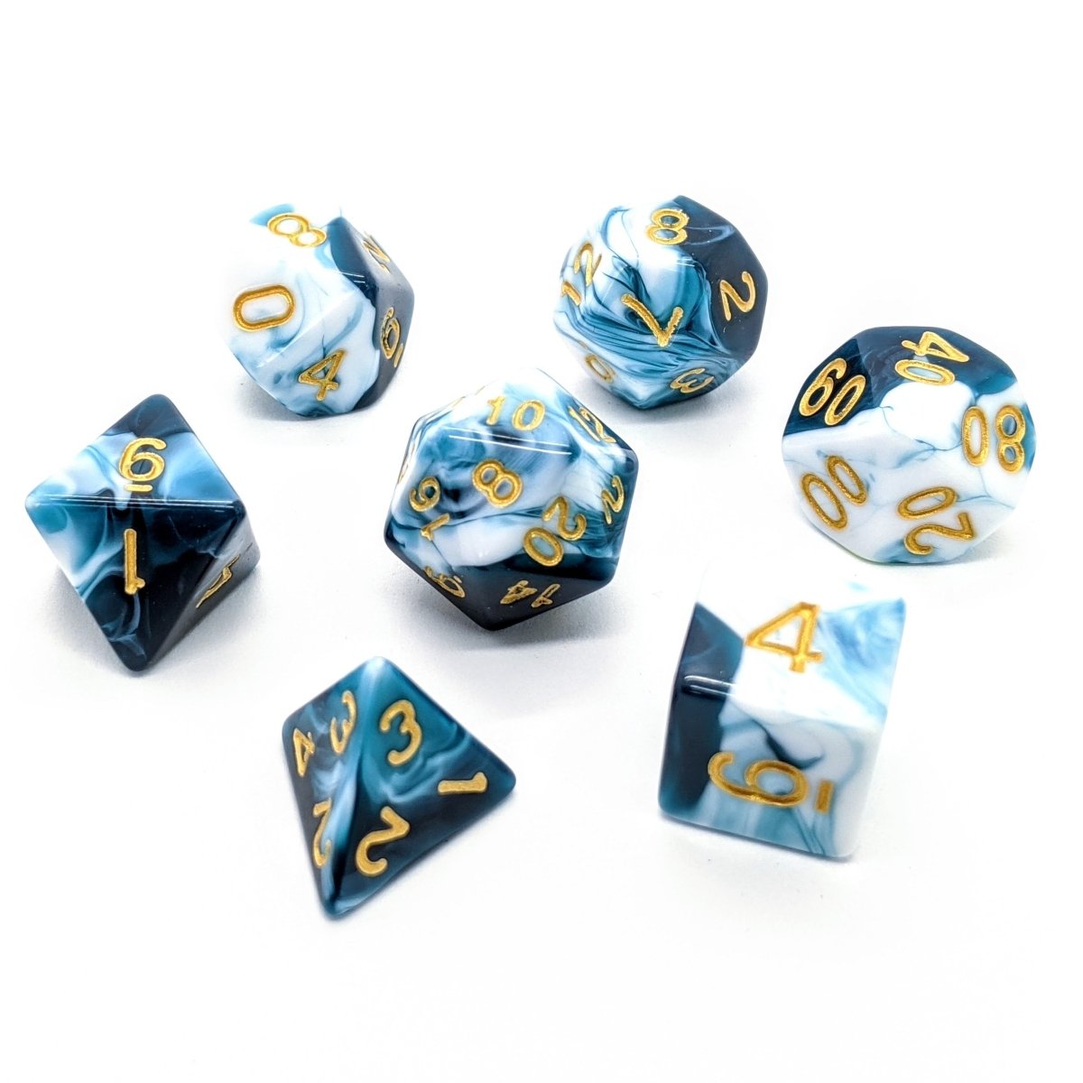 Teal Marble | Dice Set - Mint & Mustard