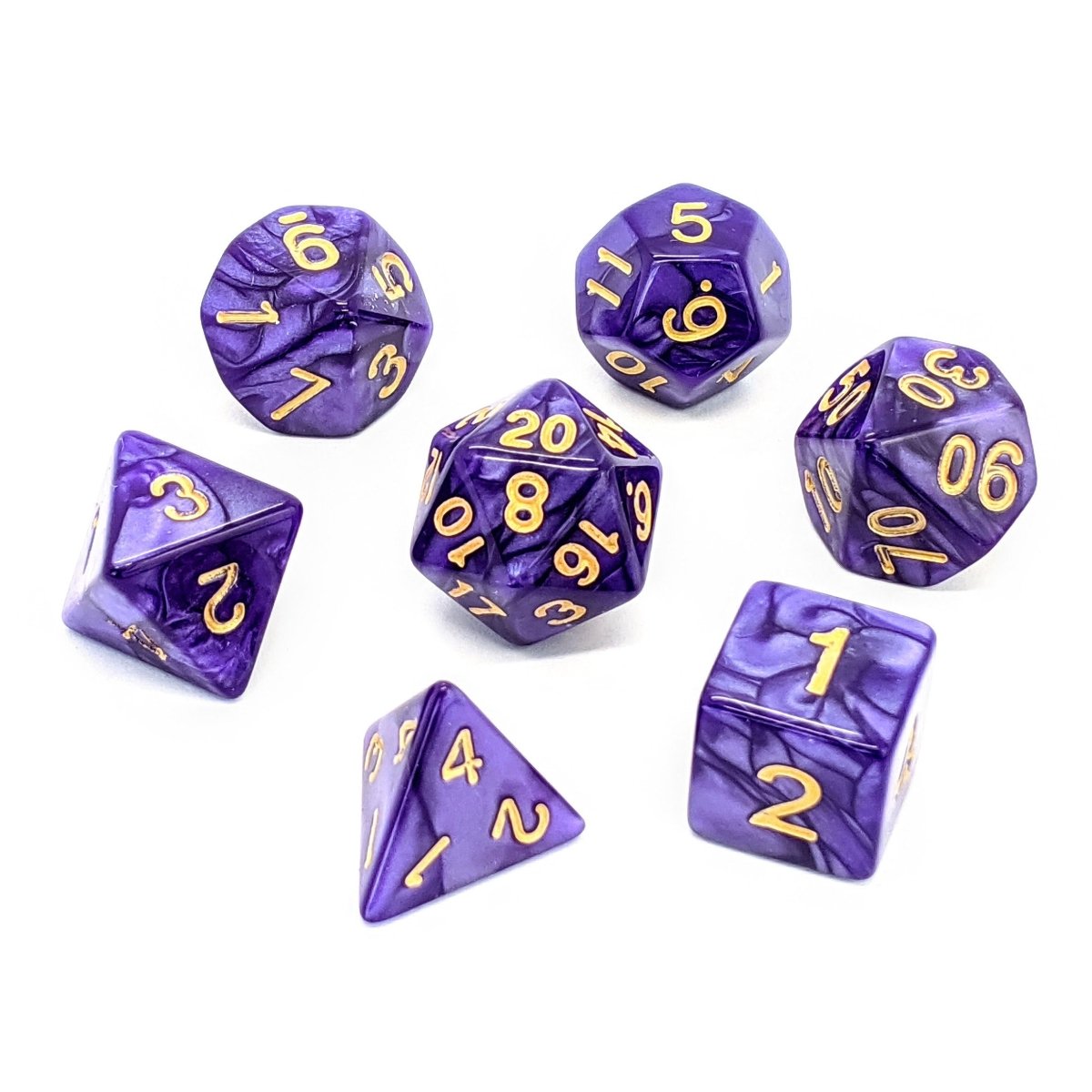 Violet Pearl | Dice Set - Mint & Mustard
