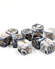 White Marble | D6 Dice Set - Mint & Mustard
